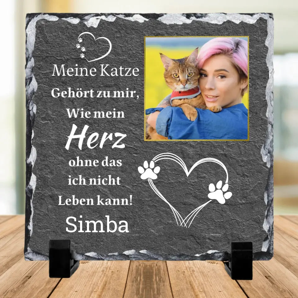 Meine Katze gehört zu mir - Katzen - Schiefertafel