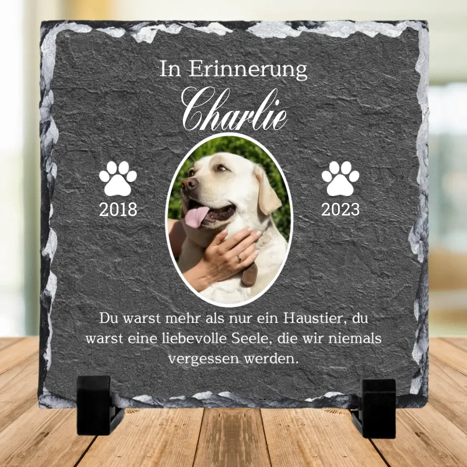 In Erinnerung  Trauertafel - Hund - Schiefertafel