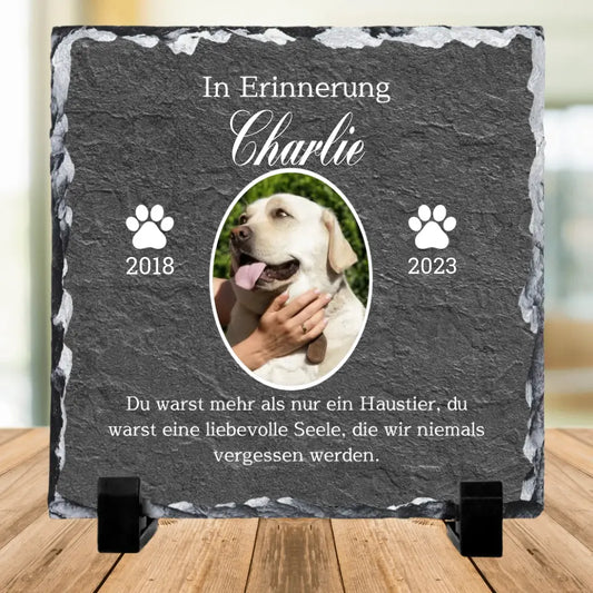 In Erinnerung  Trauertafel - Hund - Schiefertafel