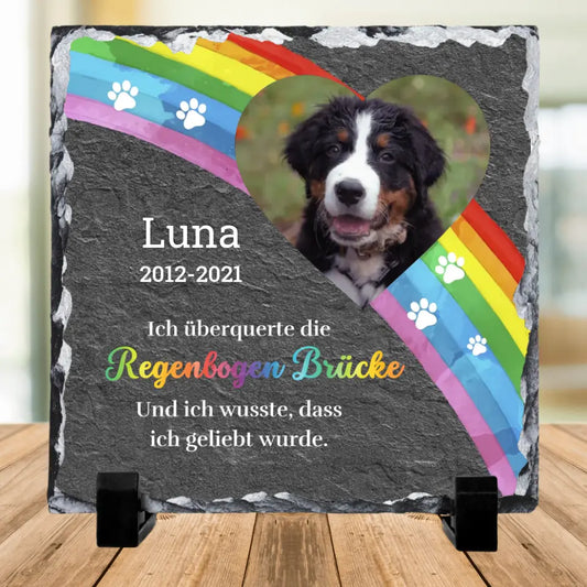 Über die Regenbogenbrücke Trauertafel - Hund - Schiefertafel