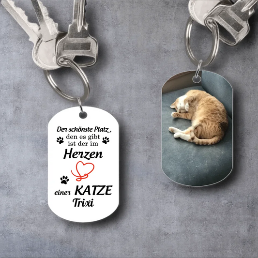 Der schönste Platz im Herzen - Katze - Schlüsselanhänger